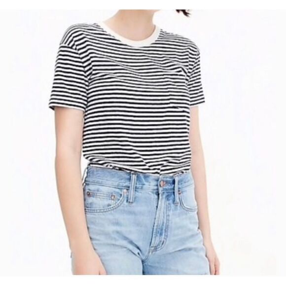 J. Crew Women's Pocket Stripe T-Shirt Bodysuit - Picture 1 of 7